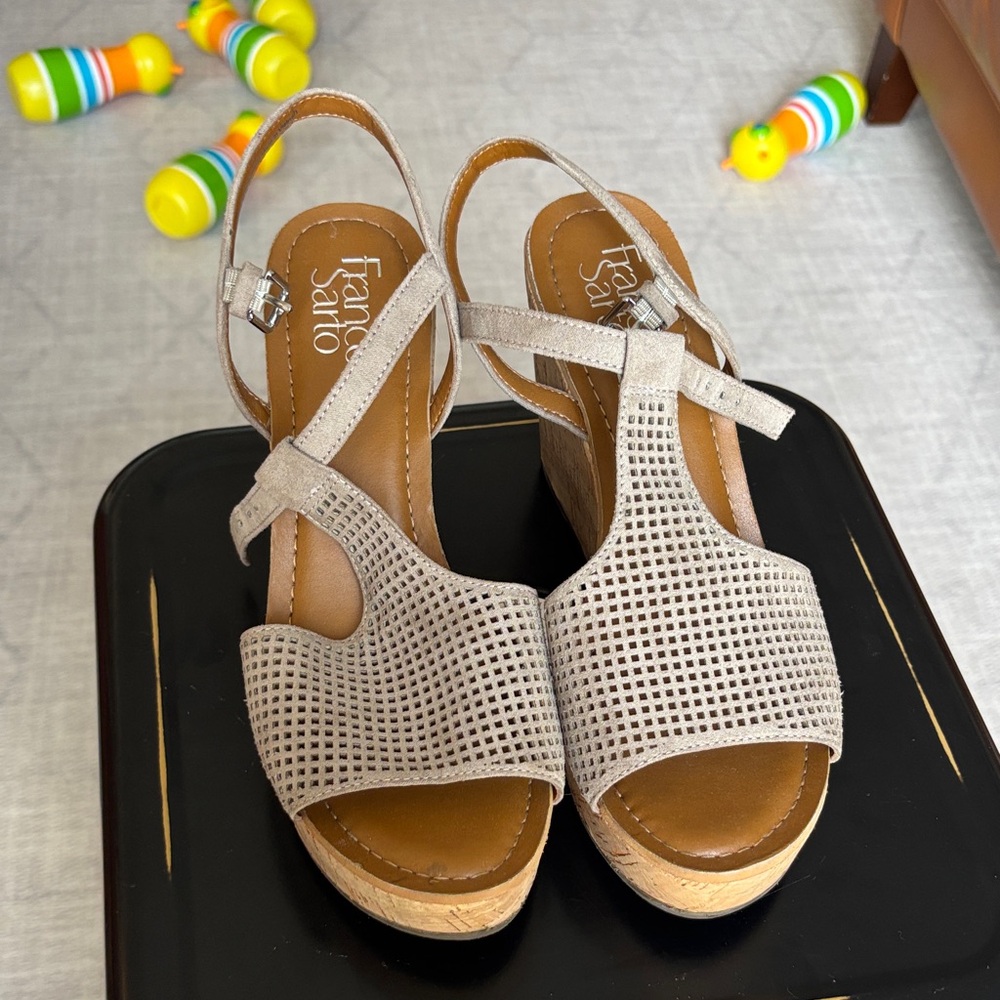Franco Sarto Beige Wedge Sandals
